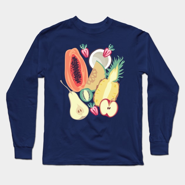 Tropical Fruits Long Sleeve T-Shirt by andantino